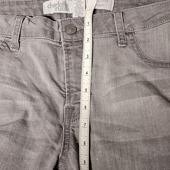 4/$20 Charlotte Russe Gray Wash Jeggings with Rhinestones size 14 - Picture 6 of 7
